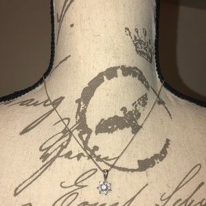 CZ Flower Pendant Necklace w/ Matching Earrings